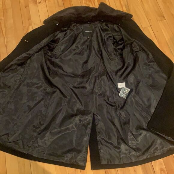 Talbots black wool blend detachable faux fur collar coat, size 14 - Picture 10 of 12